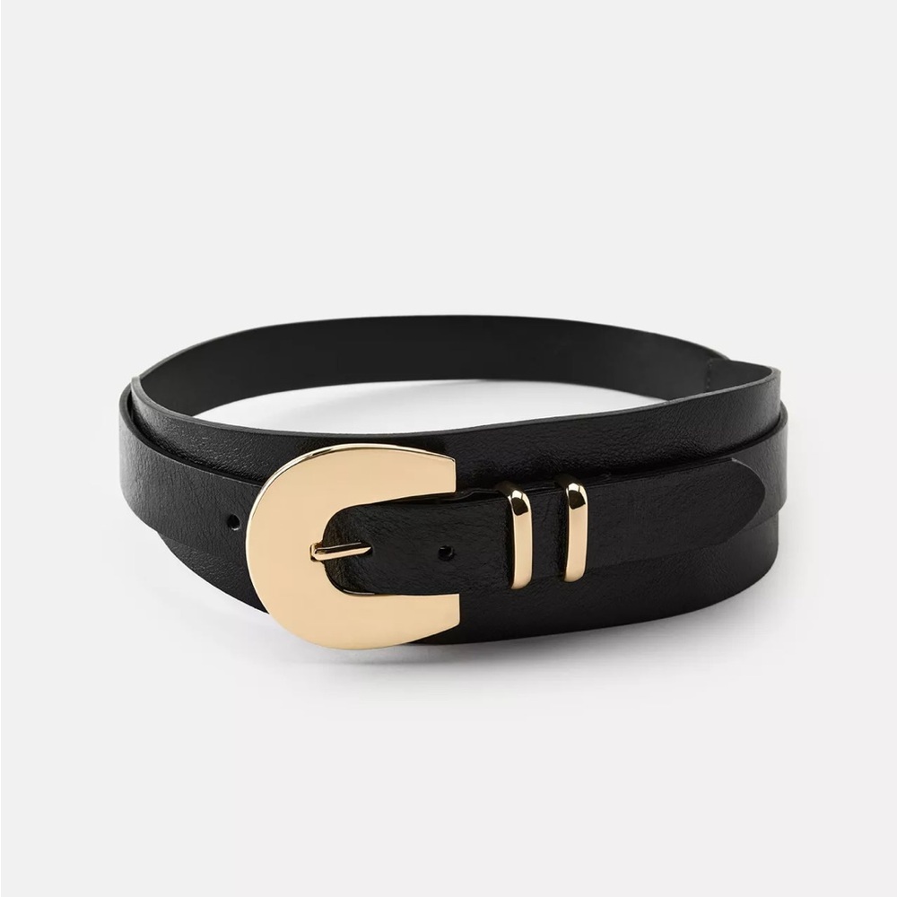 Zara Black Belt with Gold Buckle